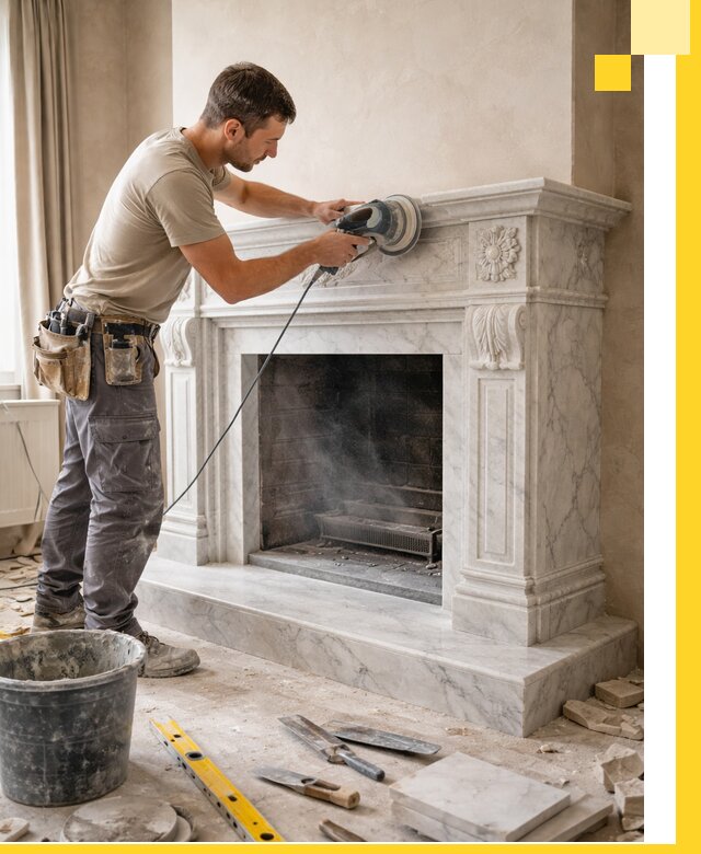 Изготовление и установка мраморных каминов в Лесозаводске под ключ