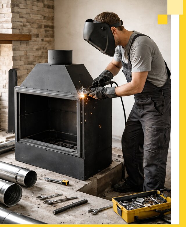 Продажа и установка металлических каминов в Лесозаводске под ключ