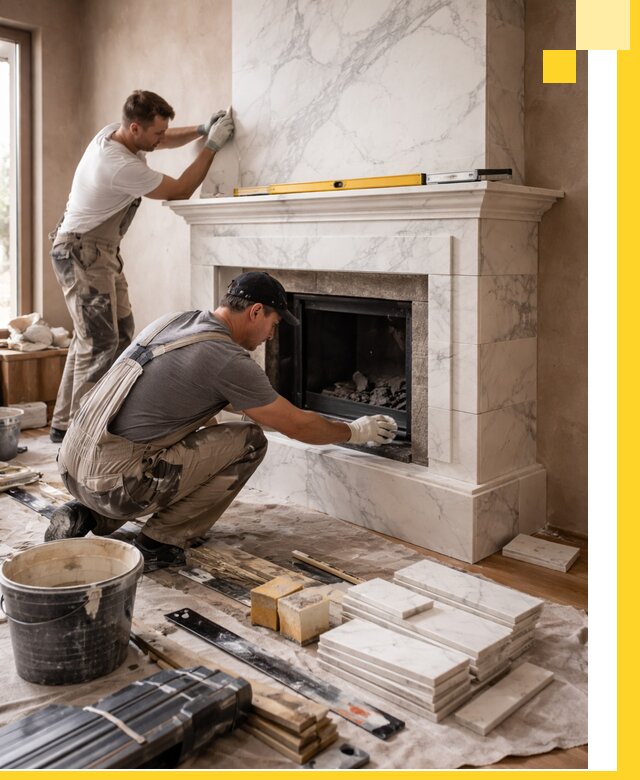 Отделка каминов в Лесозаводске качественные облицовочные работы