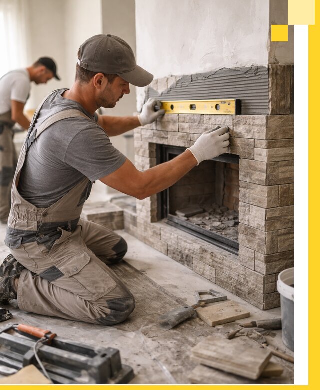 Облицовка каминов в Лесозаводске, монтаж и отделка натуральным камнем