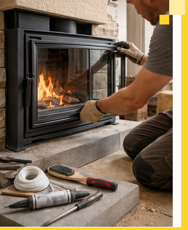 Производство, монтаж и доставка каминов со стеклом в Лесозаводске