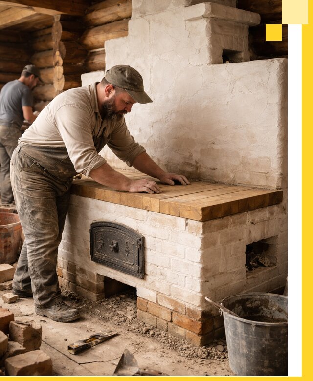 Проектирование и установка русской печи с лежанкой в Лесозаводске