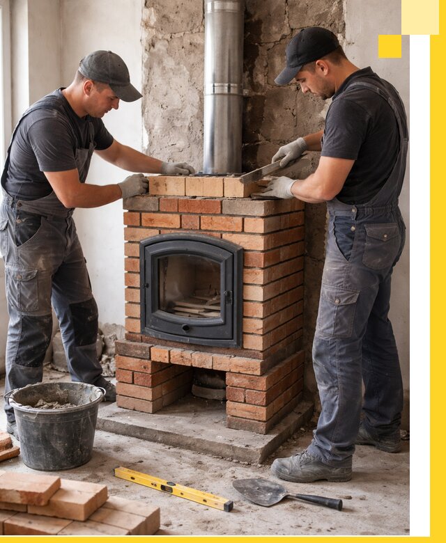 Монтаж печи камина под ключ в Лесозаводске с гарантией и пусконаладкой