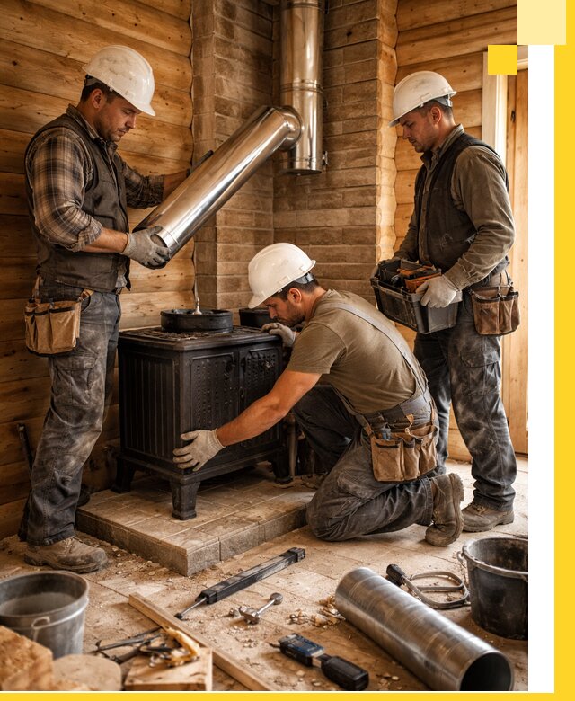 Профессиональный монтаж банных печей и дымоходов в Лесозаводске