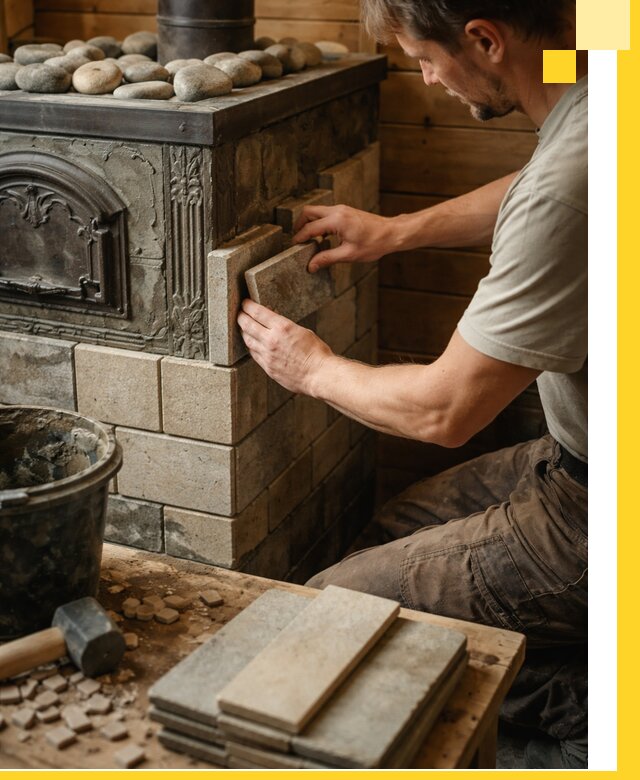 Облицовка банных печей в Лесозаводске профессиональная отделка