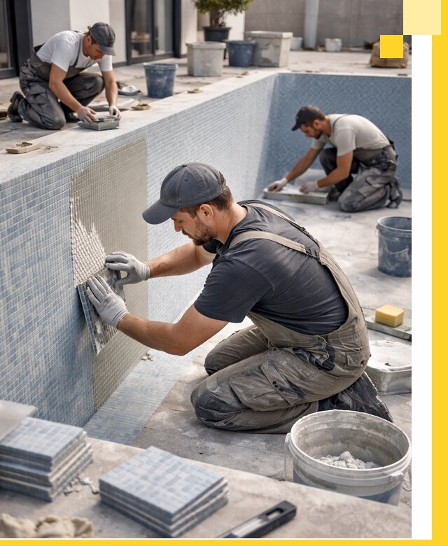 Облицовка бассейнов в Лесозаводске плитка мозаика гидроизоляция