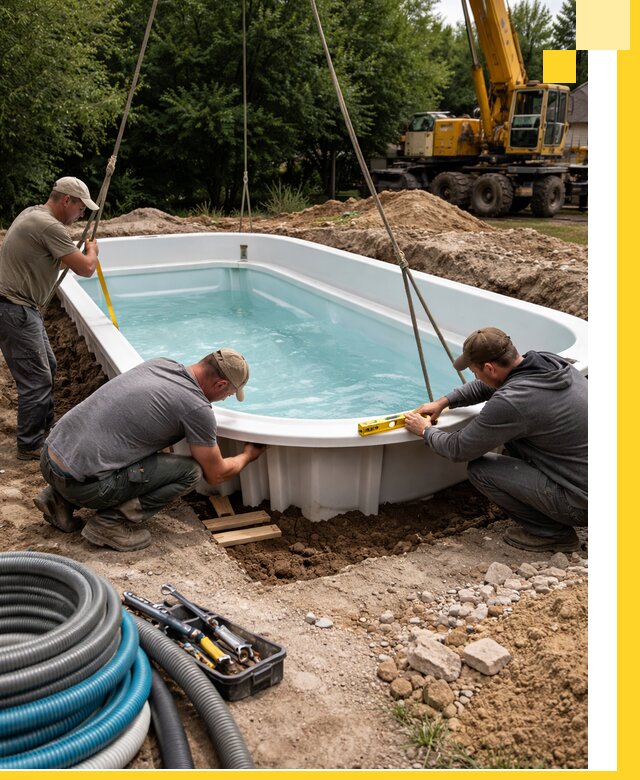 Установка и монтаж композитных бассейнов под ключ в Лесозаводске