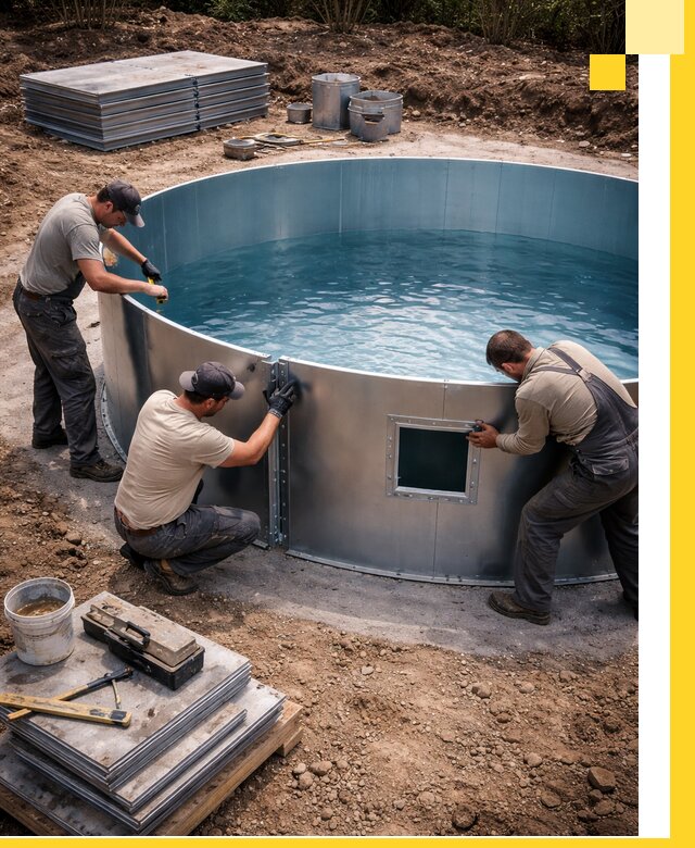 Круглые бассейны под ключ в Лесозаводске проектирование и монтаж