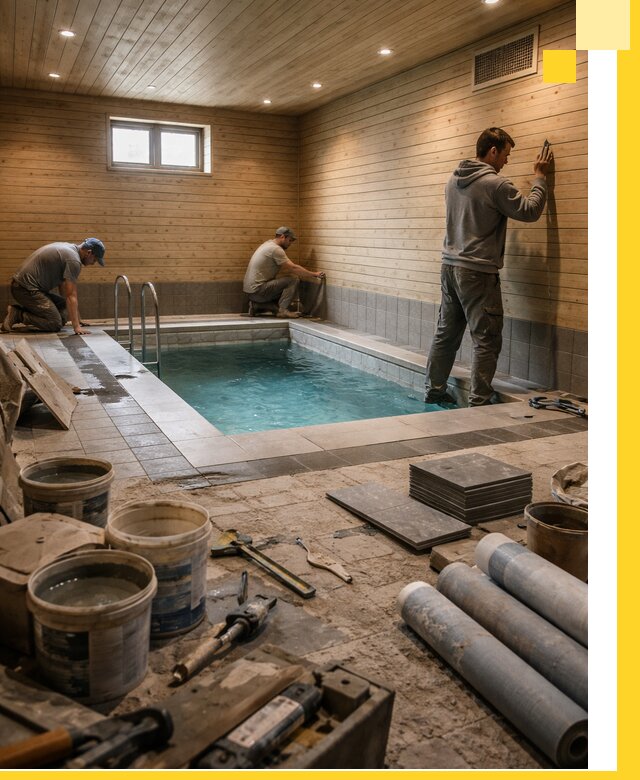 Строительство бани с бассейном и сауной под ключ в Лесозаводске