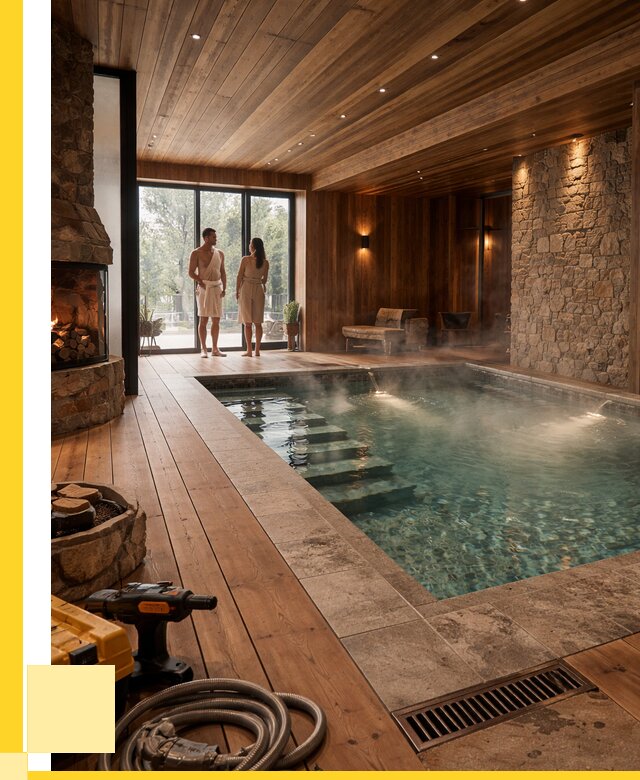 Проекты бань с бассейном под ключ в Лесозаводске от 77535 р., ЭриданЛсз