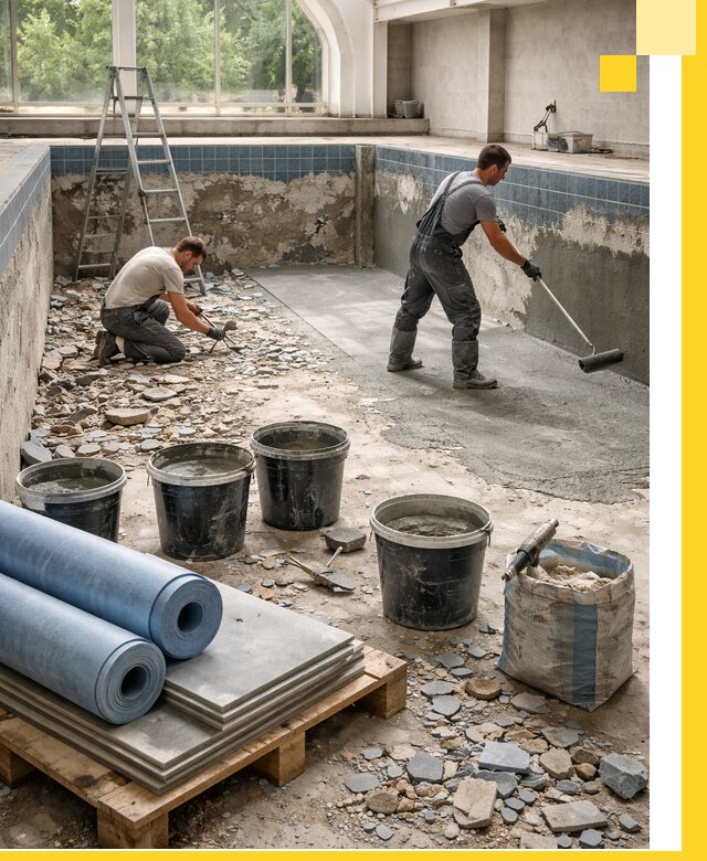 Реконструкция бассейнов в Лесозаводске: ремонт, гидроизоляция