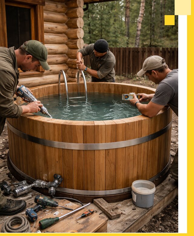 Строительство бань с купелью под ключ и отделкой в Лесозаводске