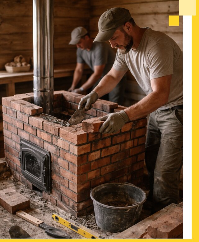 Кирпичные печи для бани под ключ в Лесозаводске, проект и монтаж