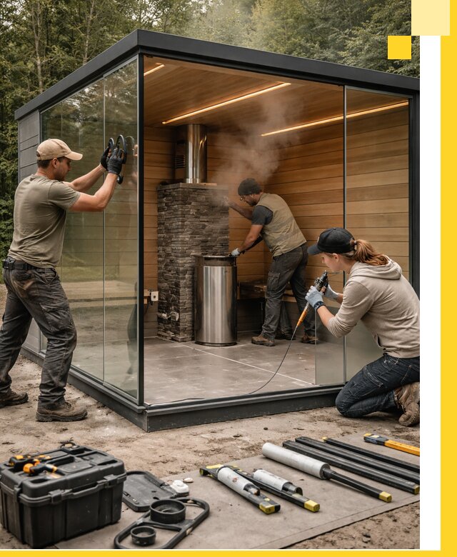 Проектирование и строительство стеклянных бань в Лесозаводске