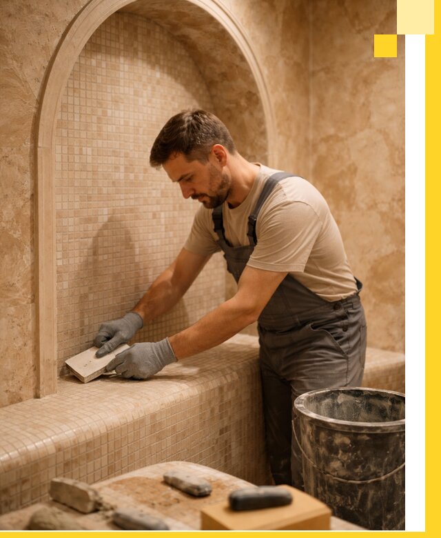 Профессиональная отделка хамамов с мозаикой под ключ в Лесозаводске