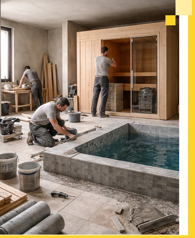 SPA зоны под ключ с бассейном сауной и печью в Лесозаводске